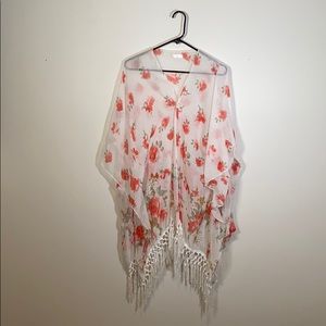 Floral sheer shawl
